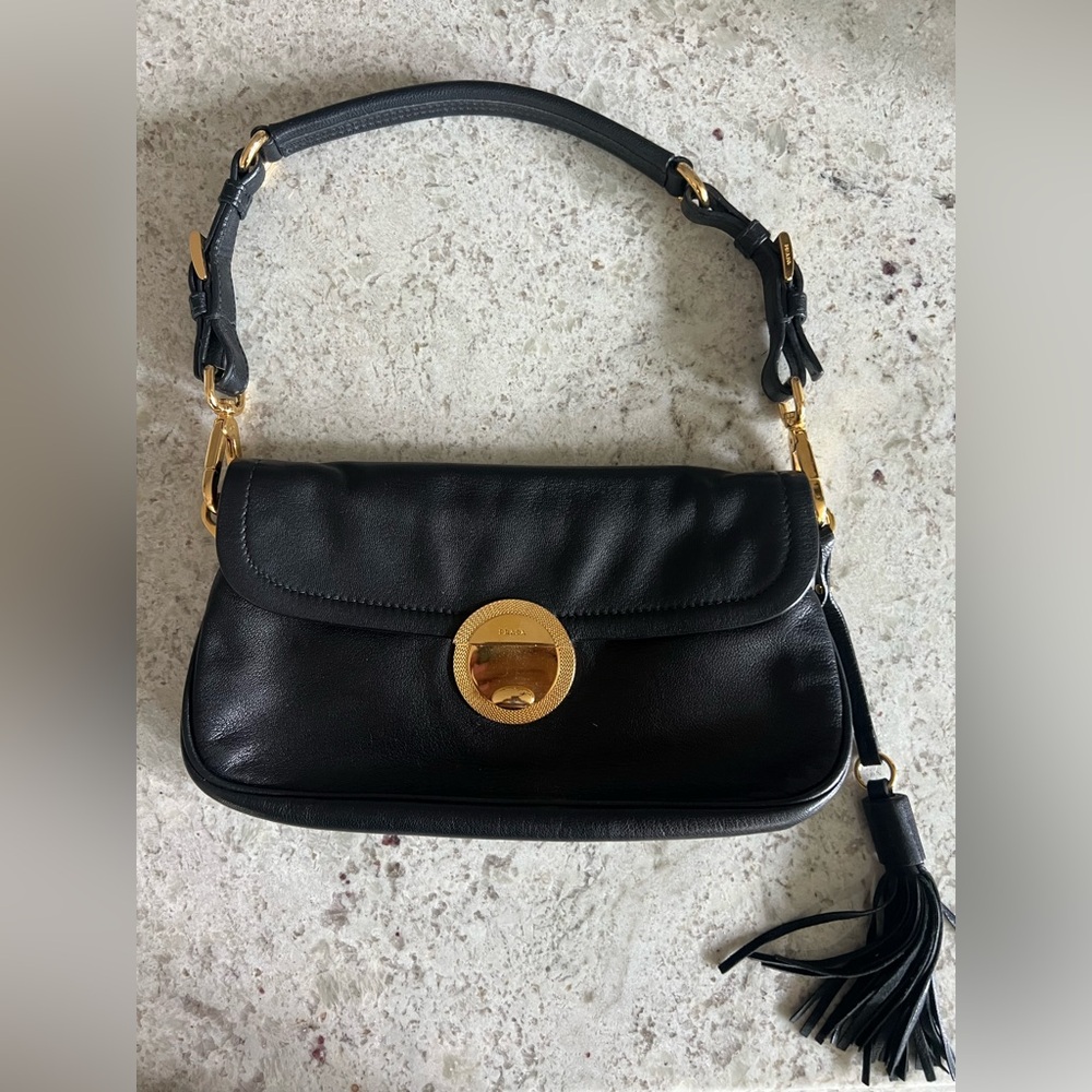 Prada Black Leather Shoulder Bag